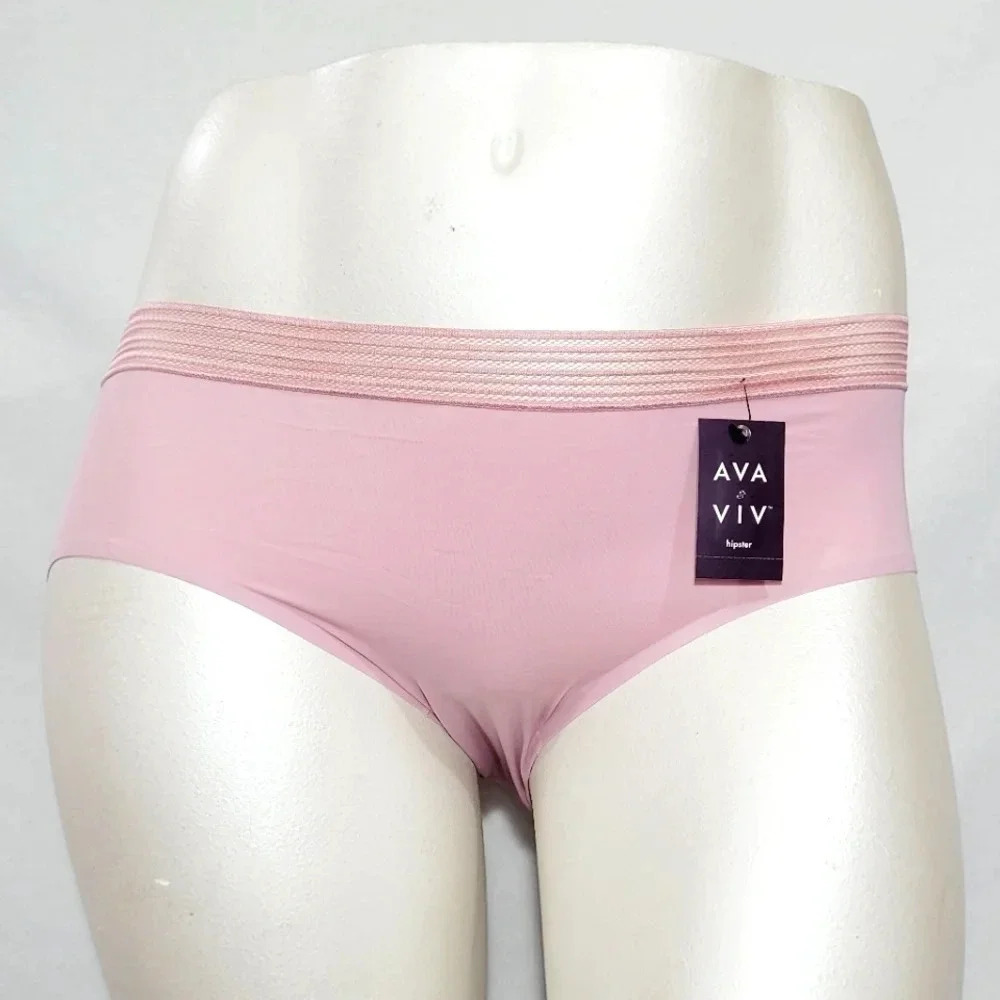 2X Ava & Viv Plus Size Laser Cut No Show Hipster Panty Dusty Rose New with Tags